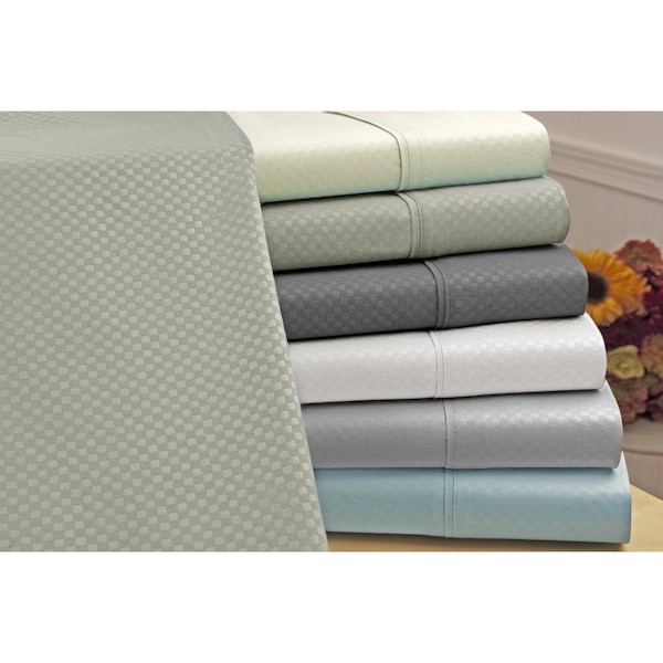 6 Piece Embossed Check Sheet Set - King - Ivory